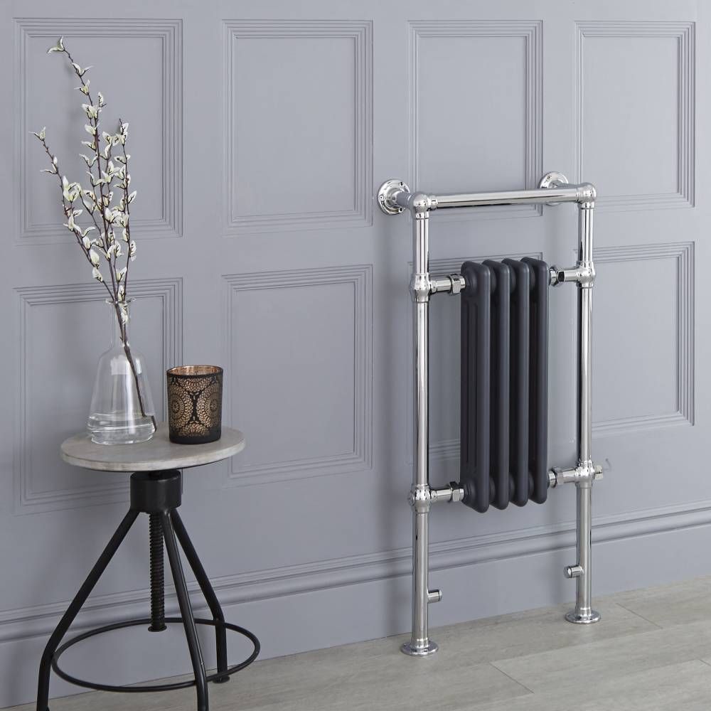 Milano Elizabeth - Anthracite and Chrome Traditional Electric Heated Towel Rail - 930mm x 450mm