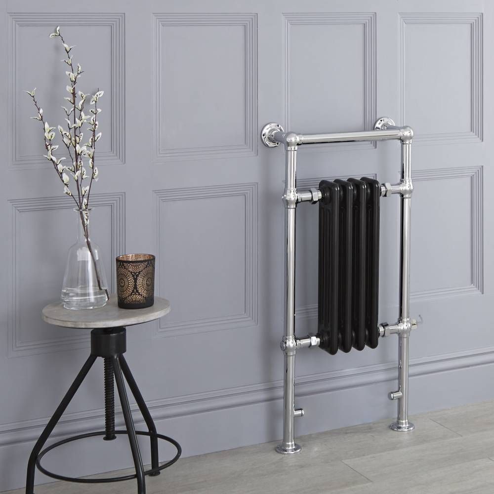 Milano Elizabeth - Black and Chrome Traditional Electric Heated Towel Rail - 930mm x 450mm