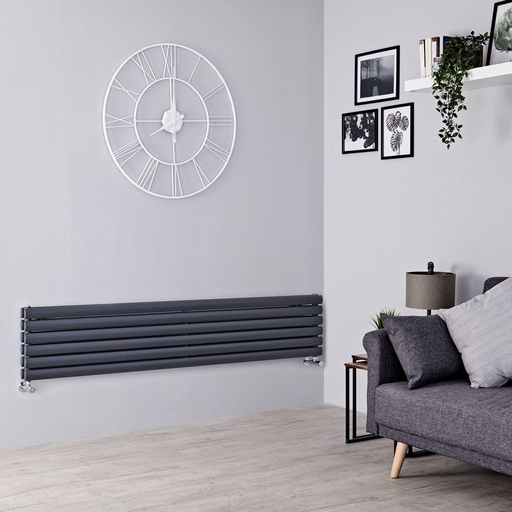 Milano Aruba - Anthracite Horizontal Designer Radiator - 354mm x 1780mm (Double Panel)