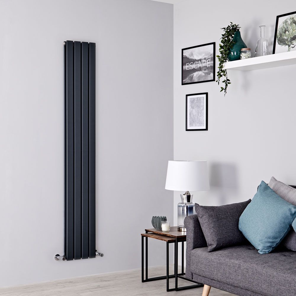 Milano Alpha - Anthracite Flat Panel Vertical Designer Radiator - 1780mm x 280mm (Double Panel)