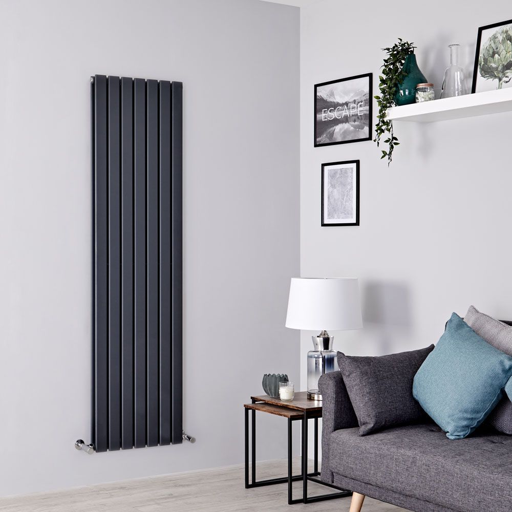 Milano Alpha - Anthracite Flat Panel Vertical Designer Radiator - 1780mm x 490mm (Double Panel)