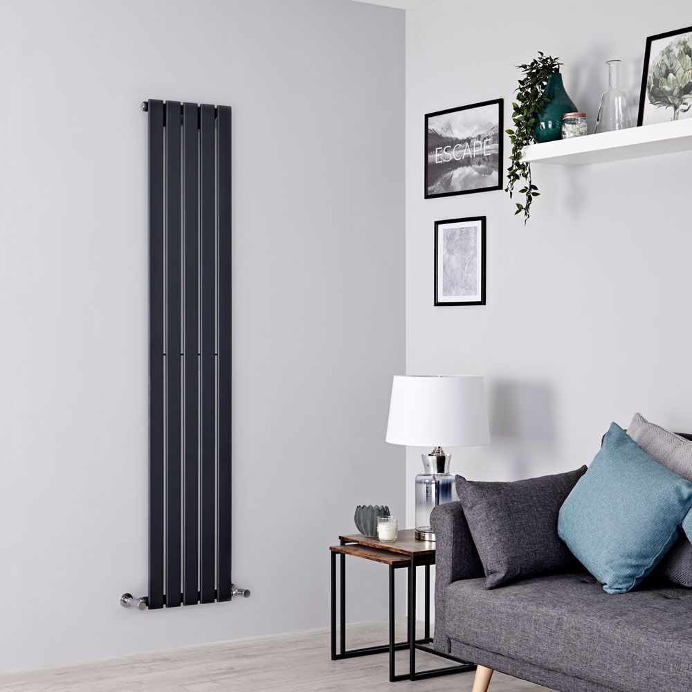 Milano Alpha - Anthracite Flat Panel Vertical Designer Radiator - 1780mm x 350mm (Single Panel)