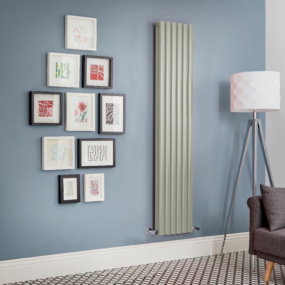 Milano Aruba - Sage Green Vertical Designer Radiator (Double Panel) - Choice of Size