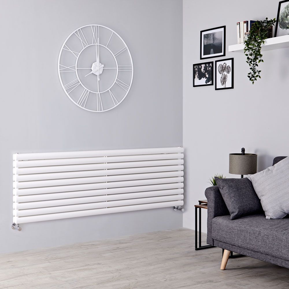 Milano Aruba - White Horizontal Designer Radiator - 590mm x 1780mm (Double Panel)