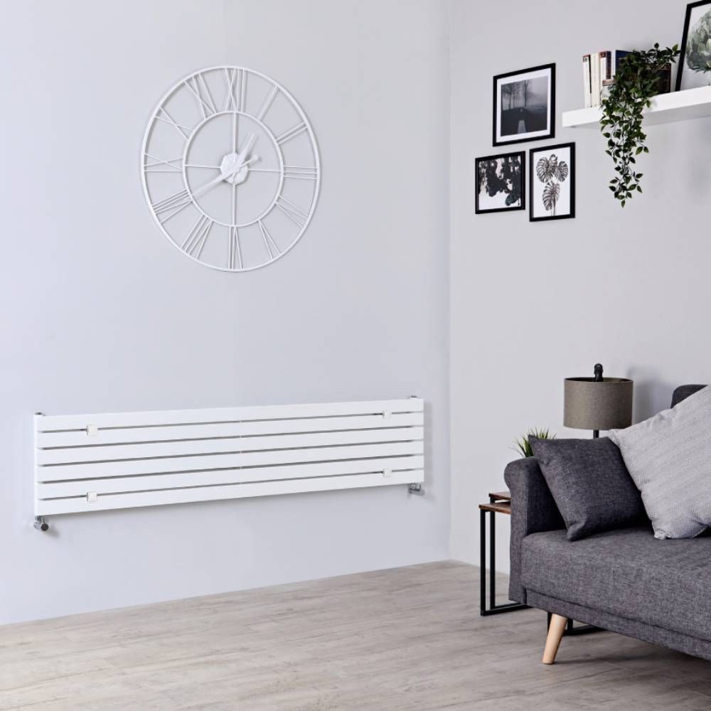Milano Capri - White Flat Panel Horizontal Designer Radiator - 354mm x 1780mm (Single Panel)