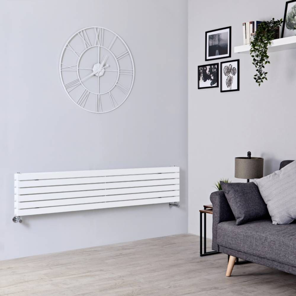 Milano Capri - White Flat Panel Horizontal Designer Radiator - 354mm x 1780mm (Double Panel)