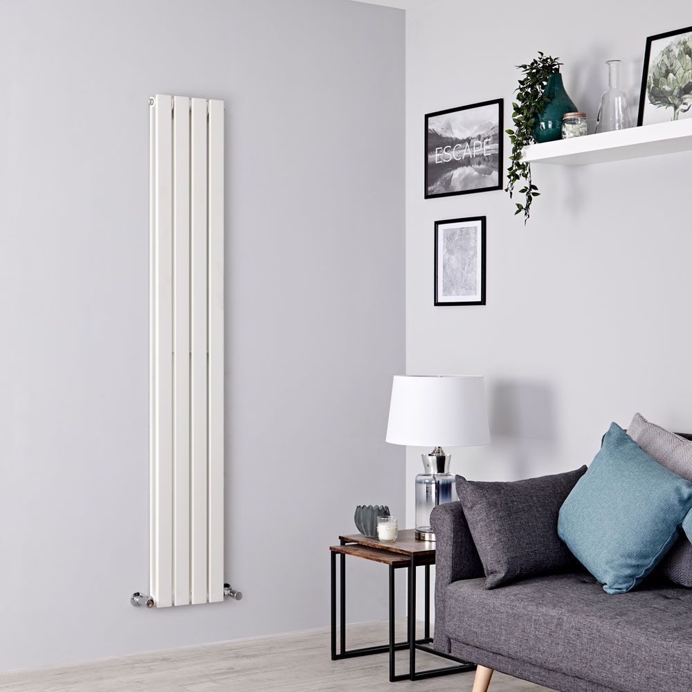 Milano Alpha - White Flat Panel Vertical Designer Radiator - 1780mm x 280mm (Double Panel)