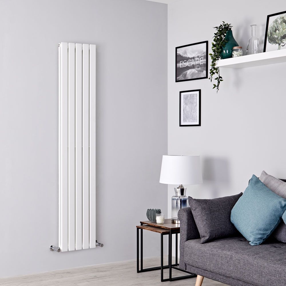 Milano Alpha - White Flat Panel Vertical Designer Radiator - 1780mm x 350mm (Double Panel)
