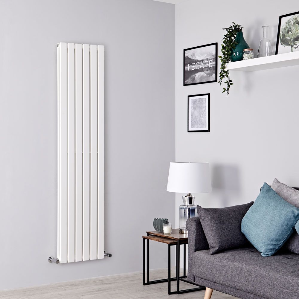 Milano Alpha - White Flat Panel Vertical Designer Radiator - 1780mm x 420mm (Double Panel)