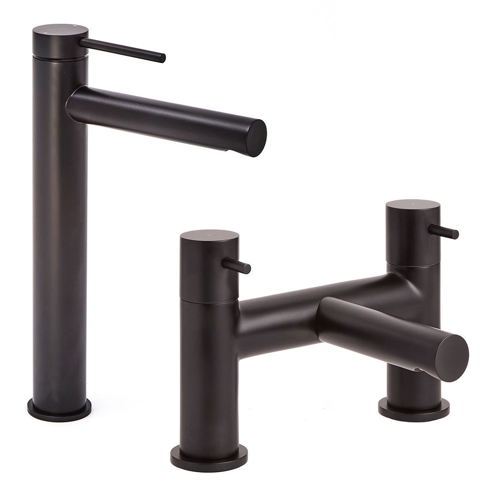 Milano Otto - Modern High Rise Basin Mixer and Bath Filler Mixer Tap Set - Choice of Finish