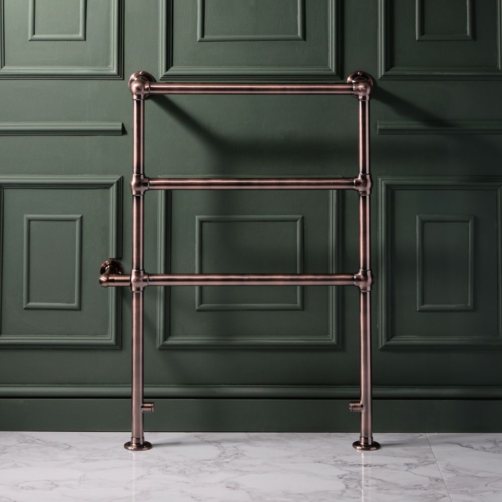Milano Derwent - Traditional Minimalist Brushed Bronze Electric Heated Towel Rail - 966mm x 673mm