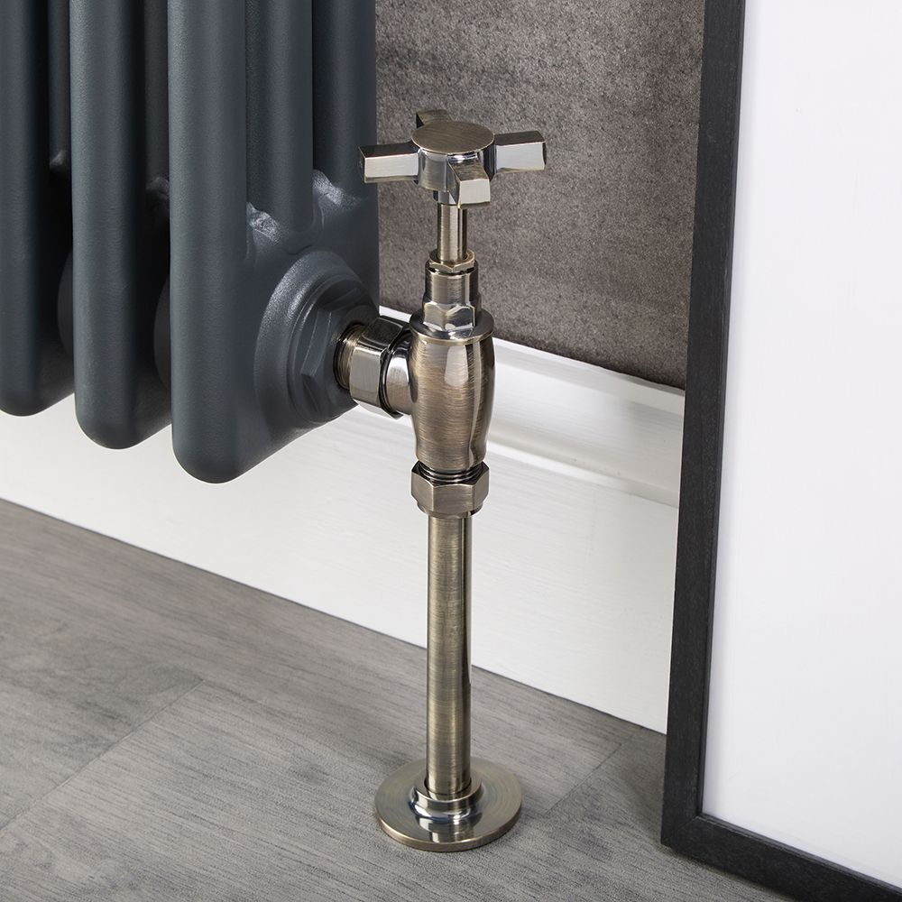 Milano - Traditional Angled Radiator Valve and Pipe Set - Dark Brushed ...