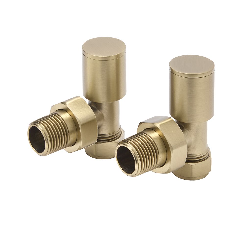 Milano - Brushed Brass Angled Radiator Valves (Pair)