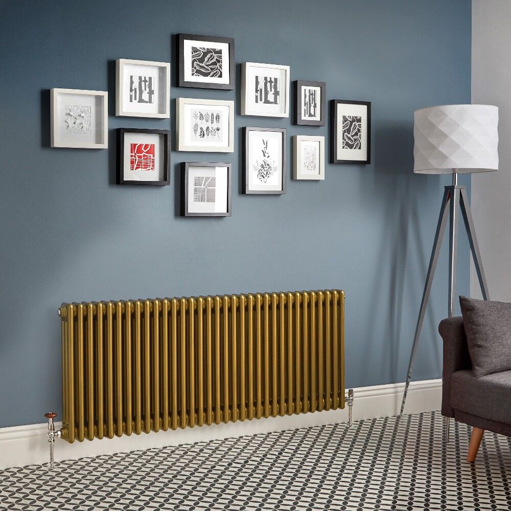 Milano Windsor - Metallic Gold Horizontal Traditional Column Radiator - Triple Column - Choice of Size