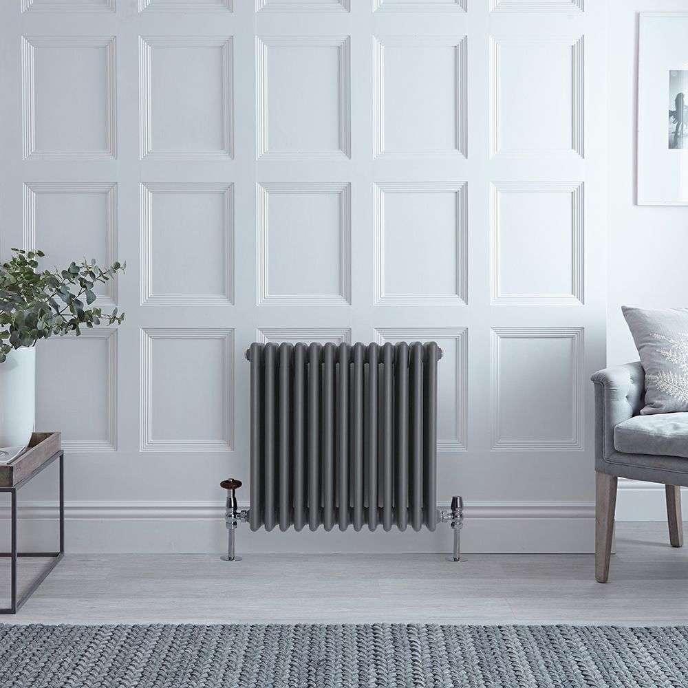 Milano Windsor - Anthracite Horizontal Traditional Column Radiator - 600mm x 605mm (Four Column)