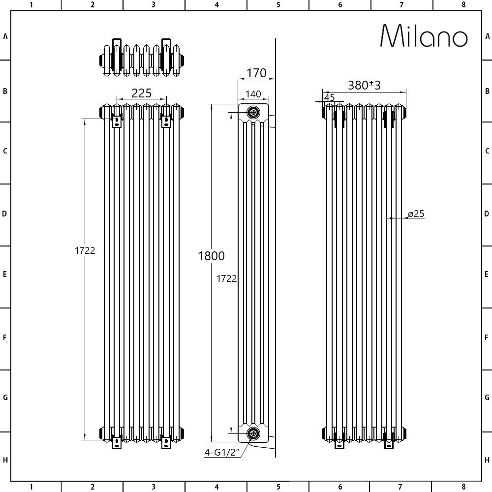 Milano Windsor - Anthracite Vertical Traditional Column Radiator ...
