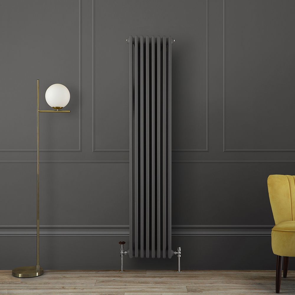 Milano Windsor - Carbon Grey Vertical Traditional Double Column Radiator - Choice of Size
