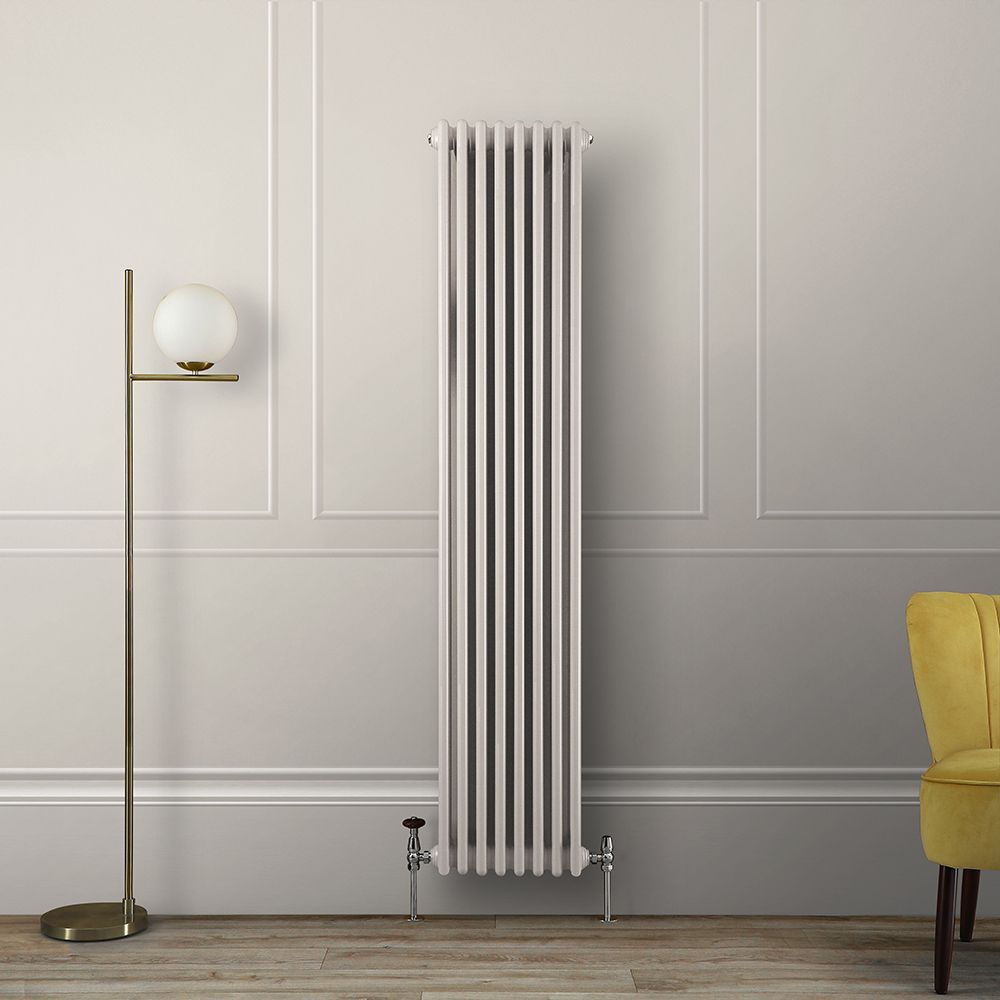 Milano Windsor - Pearl White Vertical Traditional Double Column Radiator - Choice of Size