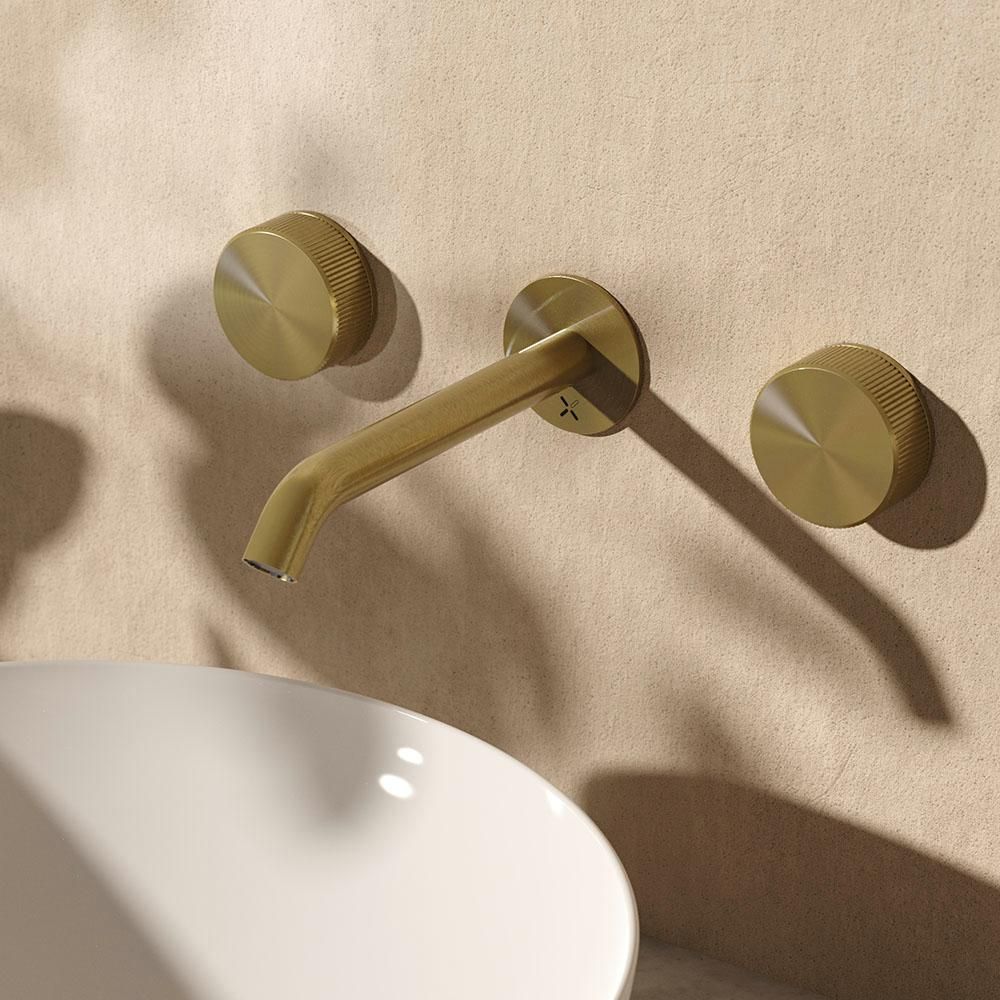 Crosswater 3ONE6 - Wall Mounted 3 Hole Basin Mixer Tap with Knurled Handle - Choice of Finish