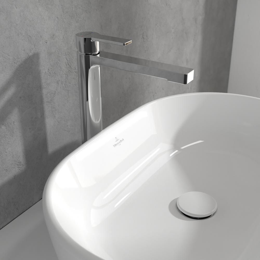 Villeroy & Boch Architectura - High Rise Basin Mixer Tap with Push Button Slotted Waste - Chrome