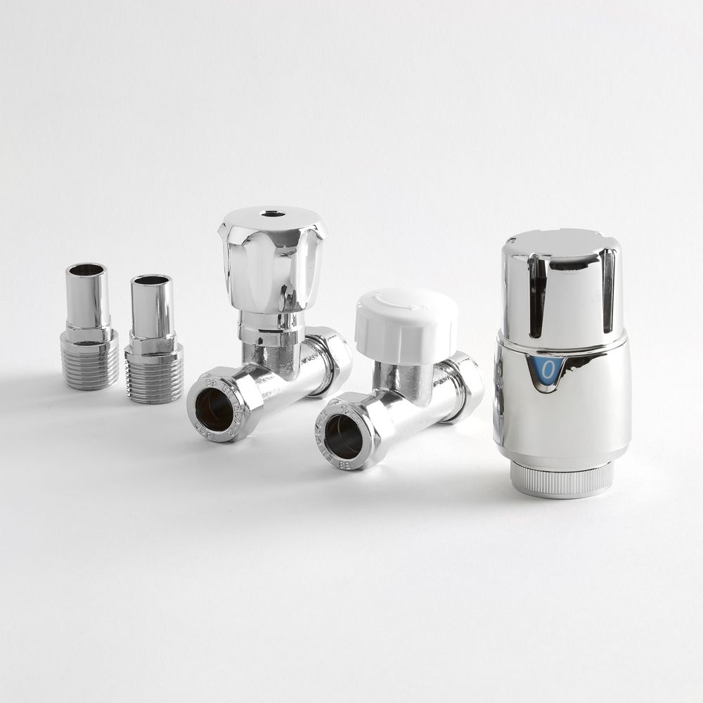 Milano Select - Chrome Thermostatic Straight Radiator Valves - (Pair)