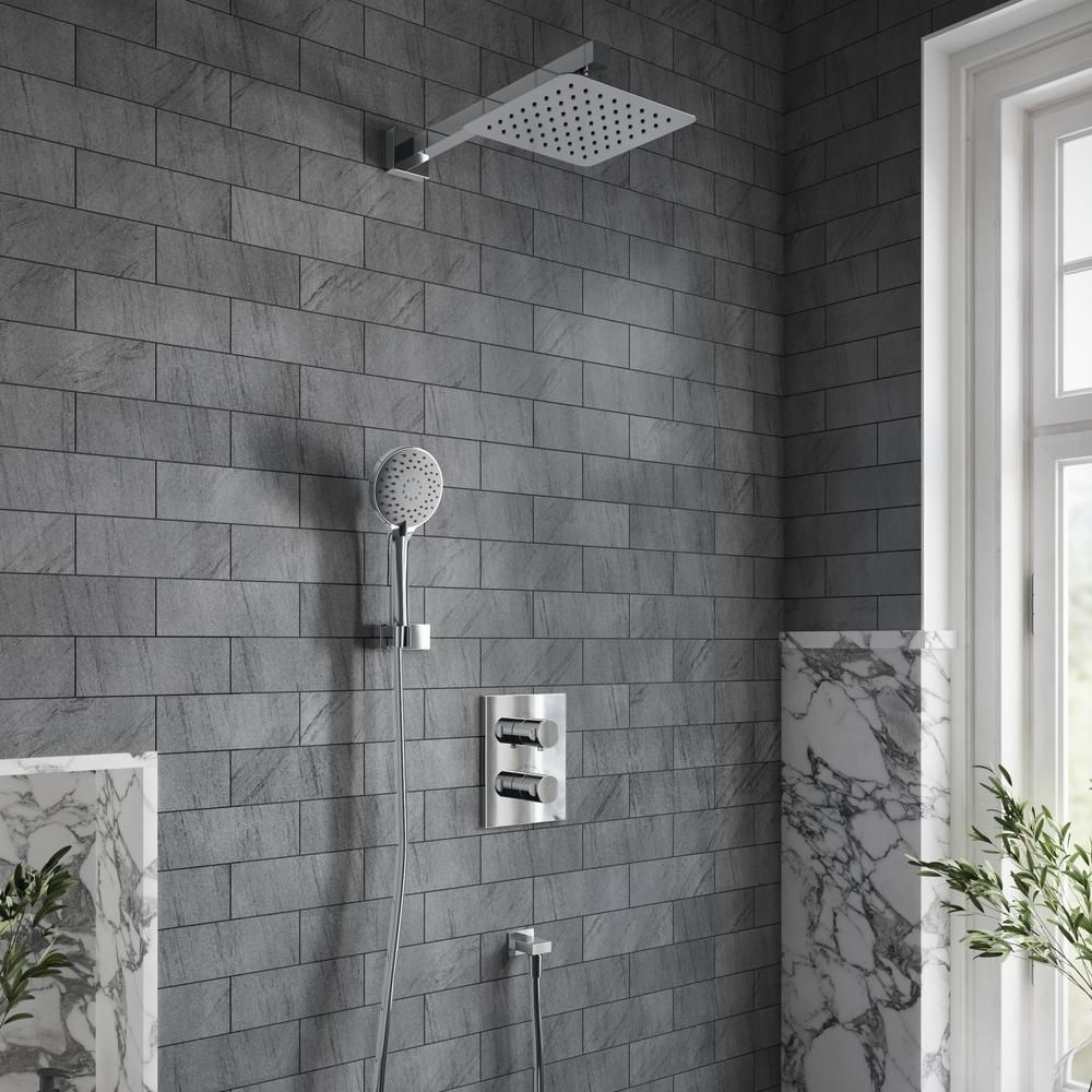 Villeroy & Boch Universal - Thermostatic Shower System with 250mm Square  Shower Head and Hand Shower (2 Outlet)  - Chrome