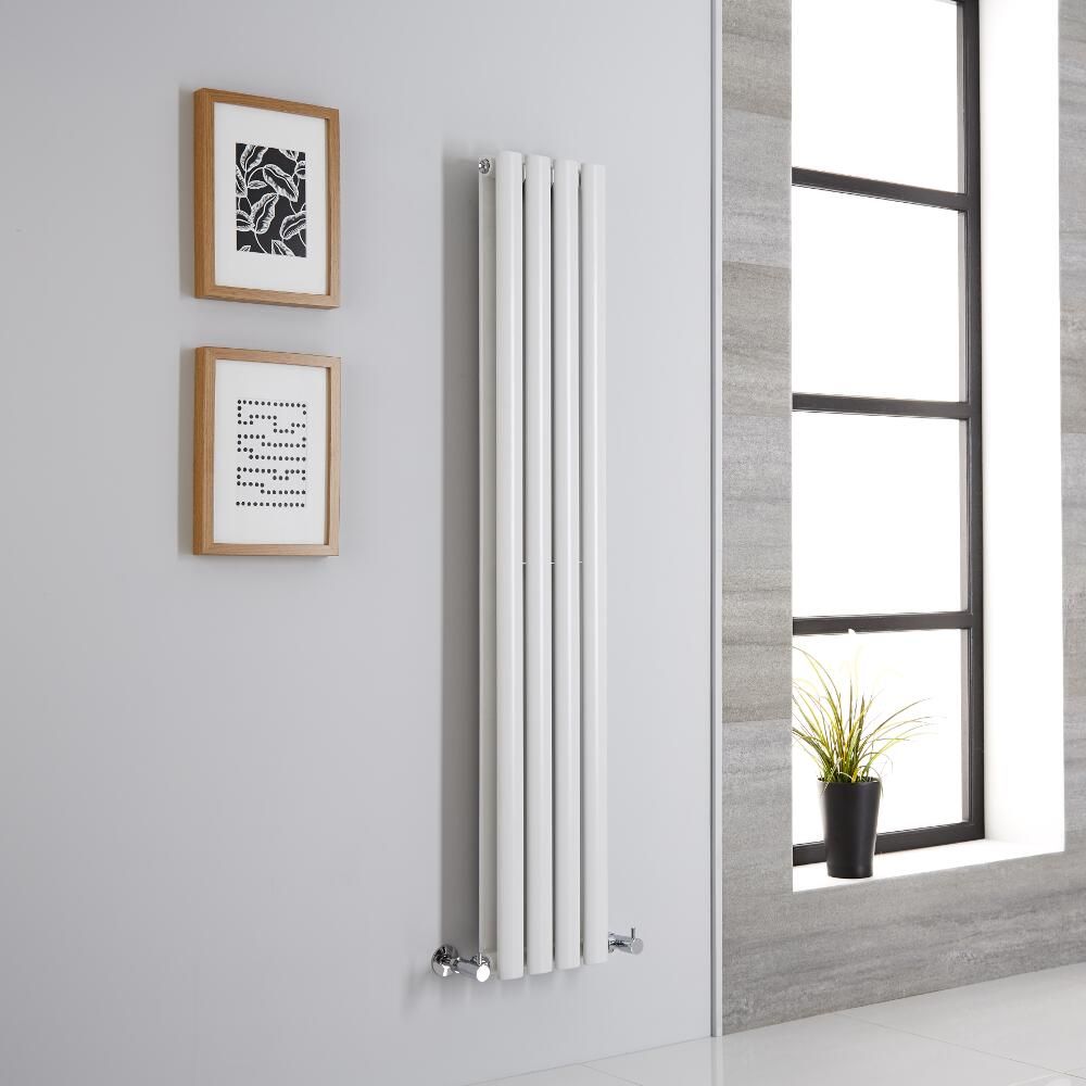 Milano Aruba - White Vertical Designer Radiator - 1400mm x 236mm (Double Panel)
