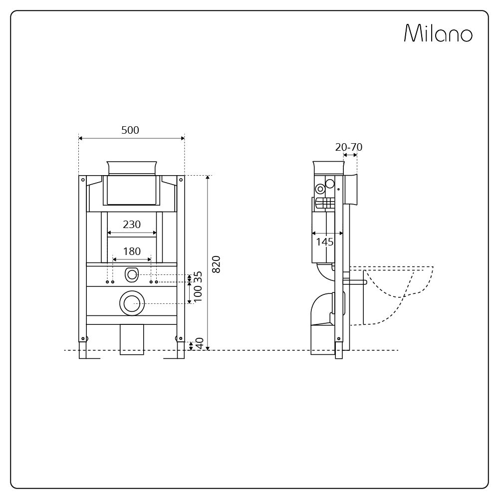 Milano Ballam White Modern Rimless Wall Hung Toilet with Short Wall