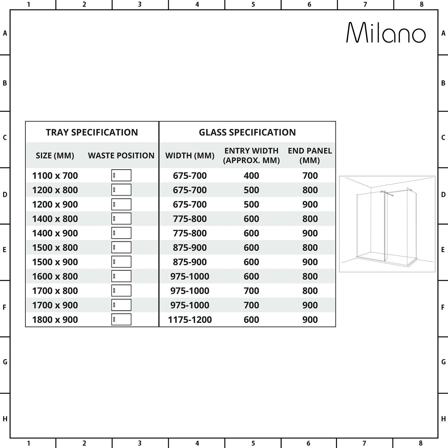 Milano Barq Corner WalkIn Shower Enclosure with Slate Tray Choice