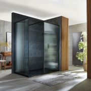 Milano Florence - Fluted Glass Black Framed Corner Walk-In Shower Enclosure with Slate Tray - Choice of Sizes