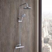 Milano Select - Chrome Thermostatic Mixer Shower with Shower Head, Hand Shower and Telescopic Riser Rail (2 Outlet)