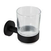 Milano Nero - Black Modern Wall Hung Tumbler with Holder