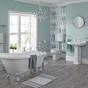 Milano Carlton - Freestanding Slipper Bath Suite, Low Level WC inc Brassware