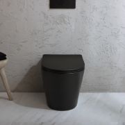 Milano Elements - Modern Round Back to Wall Toilet with Soft Close Seat - Choice of Finish