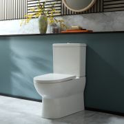 Milano Hatfield - Modern Round Close Coupled Toilet with Soft Close Seat - Choice of Flush Button Finish