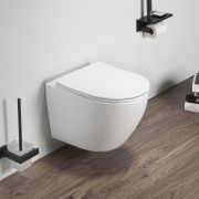 Milano Attingham - White Modern Wall Hung Toilet with Soft Close Seat