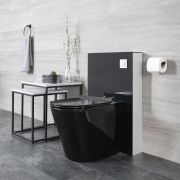 Milano Nero - Black Modern 500mm WC Unit with Back to Wall Toilet