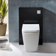 Milano Arca - Black 500mm Back to Wall Complete WC Unit with Back to Wall Toilet and Soft Close Seat