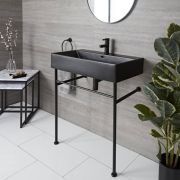 Milano Nero - 750mm Black Basin with Washstand