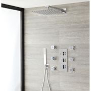 Milano Arvo - Chrome Thermostatic Shower with Diverter, Hand Shower, Shower Head and Body Jets (3 Outlet)