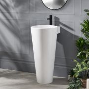 Milano Ballam - White Modern Basin with Full Pedestal - 398mm x 498mm (1 Tap-Hole)