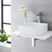 Milano Rivington - White Modern Square Countertop Basin - 370mm x 370mm (No Tap-Holes)