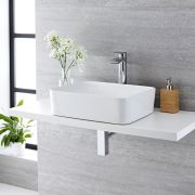 Milano Rivington - White Modern Rectangular Countertop Basin - 480mm x 370mm (No Tap-Holes)