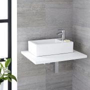 Milano Elswick - White Modern Rectangular Countertop Basin - 450mm x 250mm (1 Tap-Hole)