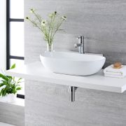 Milano Overton - White Modern Oval Countertop Basin - 555mm x 395mm (1 Tap-Hole)
