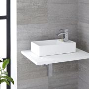 Milano Dalton - White Modern Rectangular Countertop Basin - 400mm x 220mm (1 Tap-Hole)
