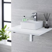 Milano Dalton - White Modern Square Countertop Basin with Mono Mixer Tap - 280mm x 280mm
