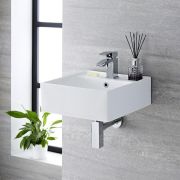 Milano Dalton - White Modern Square Wall Hung Basin - 410mm x 410mm (1 Tap-Hole)