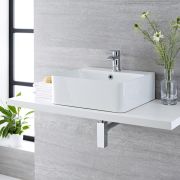 Milano Farington - White Modern Rectangular Countertop Basin with Mono Mixer Tap - 460mm x 420mm
