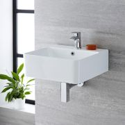 Milano Farington - White Modern Rectangular Wall Hung Basin - 460mm x 420mm (1 Tap-Hole)